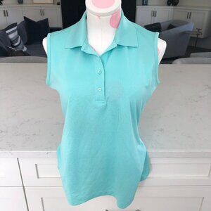 Greg Norman Play Dry Athletic Sleeveless Poly Golf Polo Shirt Green Sz M NWOT